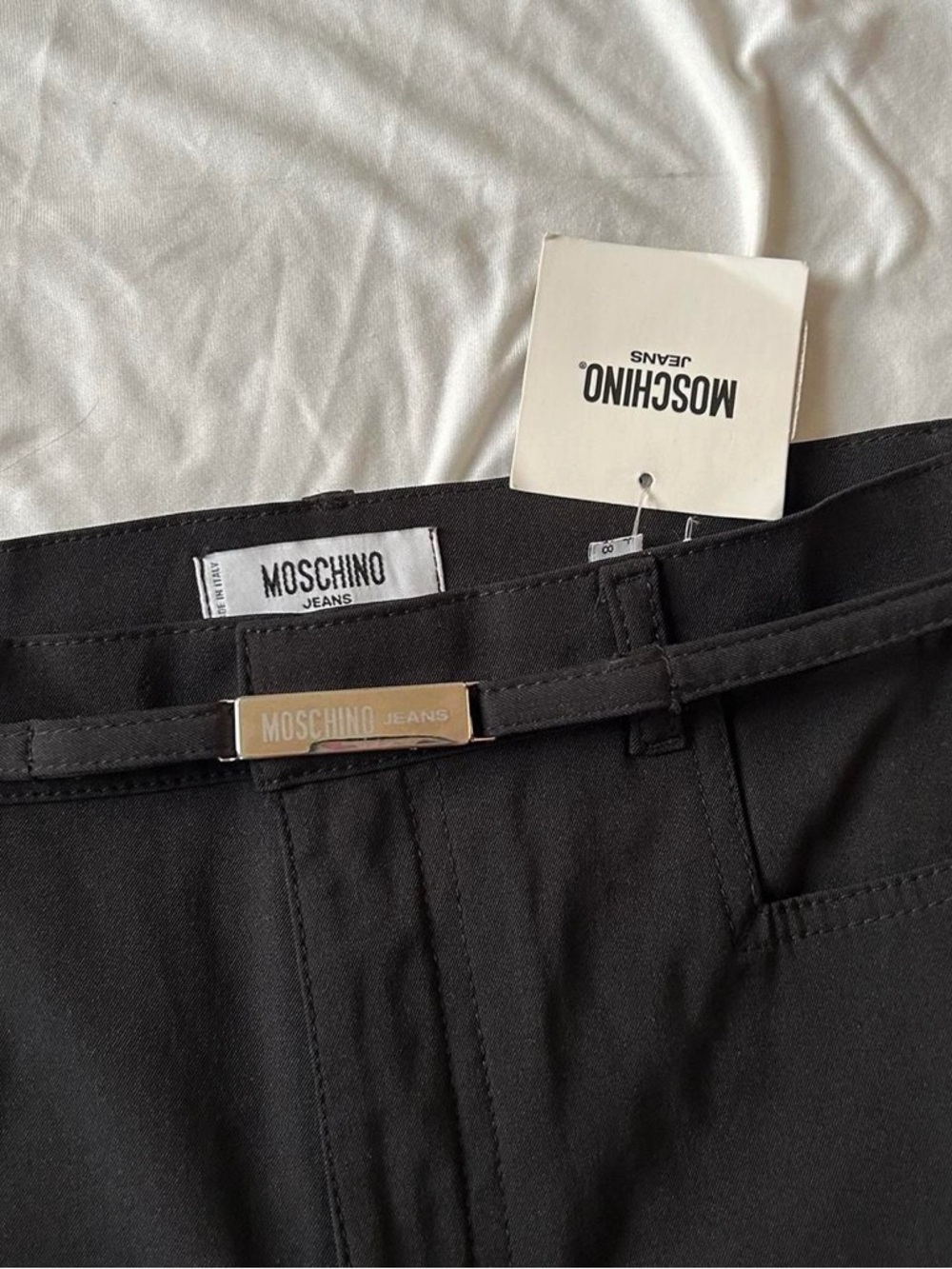 Moschino Black Jeans Trousers with Branded Metal Accent